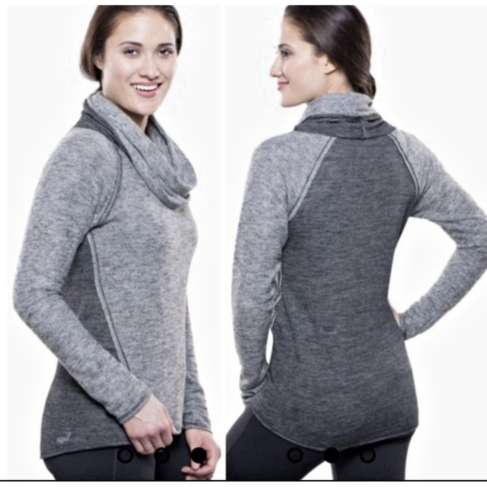 Kuhl Sweater Womens XS Nova Pullover Cowl Sweatshirt Outdoor Wool‎ Gray Gorpcore